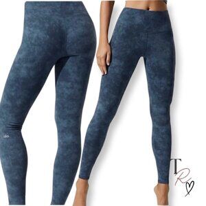 ALO Yoga Solarize High Waist Leggings Acid Wash Denim Tie Dye Blue Size Medium